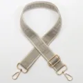 Grey beige wide bag strap with Greek key labyrinth pattern and gold hardware. - Gold Hook / Style 800