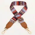 Adjustable ethnic shoulder strap for handbag replacement wide crossbody bag strap belt - Vibrant Pattern With Brown