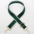 Green maze pattern wide bag strap, adjustable shoulder crossbody replacement belt. - Gold Hook / Style 801