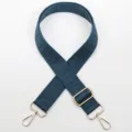 Wide replacement bag strap adjustable blue woven crossbody strap with gold metal hardware - No. 775 (775)