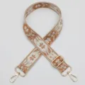 Woven Bag Strap Replacement Ethnic Floral Jacquard Crossbody Strap Beige Brown Gold Hardware - Style 1036