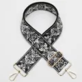 Wide jacquard bag strap with ethnic floral pattern and gold hardware, replacement strap. - No. 963