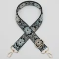 Colorful ethnic floral jacquard replacement bag strap with gold metal hardware, blue and black. - Style 1038