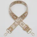 Beige Woven Jacquard Bag Strap Ethnic Style Replacement Shoulder Strap with Gold Hardware - Style 1041