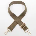 Adjustable khaki wide bag replacement strap, woven geometric pattern with gold metal hardware. - No. 782 (782)