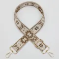 Ethnic jacquard wide bag strap with floral pattern and gold hardware for crossbody bags. - Style 1043