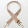 Adjustable wide replacement shoulder strap for crossbody bags, chic beige woven pattern. - Gold Hook / Style 811