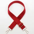 Red woven replacement bag strap with adjustable gold metal hardware and geometric pattern. - No. 784 (784)