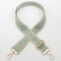 Light green wide bag strap with maze pattern and gold hardware for crossbody bags. - Gold Hook / 款式813