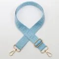Light blue replacement bag strap with geometric Greek key pattern and gold metal hardware. - No. 786 (786)