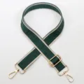 Adjustable wide replacement bag strap in green labyrinth pattern with gold hardware - Gold Hook / Style 816