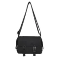 Bolso bandolera táctico de nailon negro, bolso de mensajero informal y resistente al agua. - Negro