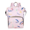 Pink multi-functional large capacity diaper backpack for mom with cute abstract pattern main view - Strawberry Pink