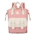Pink multi-functional mommy diaper backpack, large capacity travel bag for mothers and babies. - Pink White