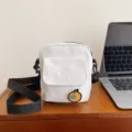 Korean style white canvas crossbody bag, casual small shoulder bag for women and students. - One Size / White