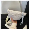 Casual minimalist nylon chest bag for women, lightweight fashion shoulder crossbody bag. - One Size / White