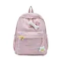 Joli sac à dos rose pour filles, cartable élégant et esthétique avec des pendentifs en peluche - Sans pendentif / Rose