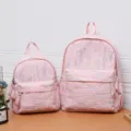 Σετ ροζ μίνι και μεγάλα σακίδια πλάτης με ανάγλυφο μοτίβο μονόγραμμα για κορίτσια. - S / Ροζ