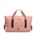 Large capacity pink travel duffel bag with bottom compartment for gym sports and short weekend trips. - Pink