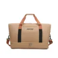 Khaki travel duffel bag, large capacity sports fitness gym bag with separate shoe compartment. - Khaki