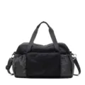 Waterproof travel duffel bag for women, folding fitness gym bag with wet dry separation. - Black