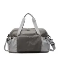 Grey folding travel duffel bag for women, large capacity fitness gym bag with compartments. - Gray