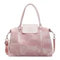 Pink travel duffel bag for women gym fitness weekend overnight shoulder casual handbag - Pink