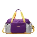 Purple grey gym duffel bag with yellow straps large capacity travel bag for sports fitness - Purple
