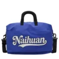 Sac de voyage bleu avec imprimé de lettres, bandoulière élégante et poignée pour le sport - Bleu