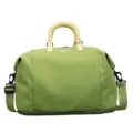 Large capacity green travel duffel bag with shoulder strap and expandable bottom for fitness. - Green