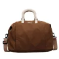 Large capacity travel duffel bag waterproof gym bag with separate shoe compartment - Dark Brown