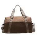 Sac de voyage à motif à carreaux marron, sac de sport décontracté et bagage de banlieue. - Kaki