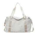 White starry travel duffel bag with shoulder strap, stylish commute gym shoulder bag. - White