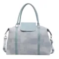 Oil painting print travel duffel bag, multi-functional shoulder weekender bag for women - Light Blue