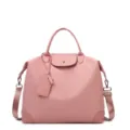 Pink large capacity travel duffel bag waterproof gym shoulder bag with handle and tag. - Pink
