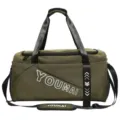 Military green sports gym duffel bag, large capacity travel shoulder bag with dry wet separation. - Army Green