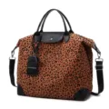 Leopard print travel duffel bag large capacity lightweight waterproof luggage bag for travel - Leopard Brown