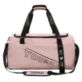 Pink sports duffel bag for gym and travel with large capacity and durable black straps. - Lotus Pink