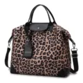 Leopard Print Travel Duffel Bag Large Capacity Waterproof Gym Bag Handbag for Women - Leopard Khaki