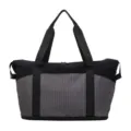 Sac de voyage noir à motif quadrillé variante, idéal pour le fitness, le sport et les loisirs. - Noir