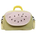 Bonito bolso de viaje con bordado de sandía, bolso bandolera amarillo de gran capacidad. - Amarillo
