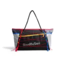Black multi-color drawstring travel tote bag, casual gym sports shoulder bag for outdoor use - Black
