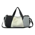 Borsa da viaggio sportiva color-block impermeabile borsa palestra con tracolla per fitness. - bianco, nero e grigio