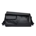 Black multi-functional geometric travel shoulder bag, large capacity commuting messenger bag - Black Lid