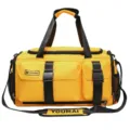 Yellow sports gym travel duffel bag with adjustable straps and multiple storage pockets - Yellow