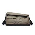 Stylish khaki messenger travel bag with black shoulder strap and large capacity design. - Khaki Flap