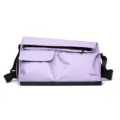 Stylish purple travel duffel bag with multiple pockets large capacity shoulder bag fitness. - Purple Flap
