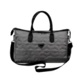 Borsa da viaggio geometrica grigia con tracolla, grande capacita borsa da weekend. - Grigio