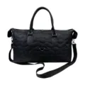 Sac de voyage noir avec motif géométrique, grande capacité et bandoulière réglable. - Noir