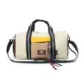 Large capacity duffel bag travel gym sports bag with shoulder strap and tennis charm. - Rice Coffee